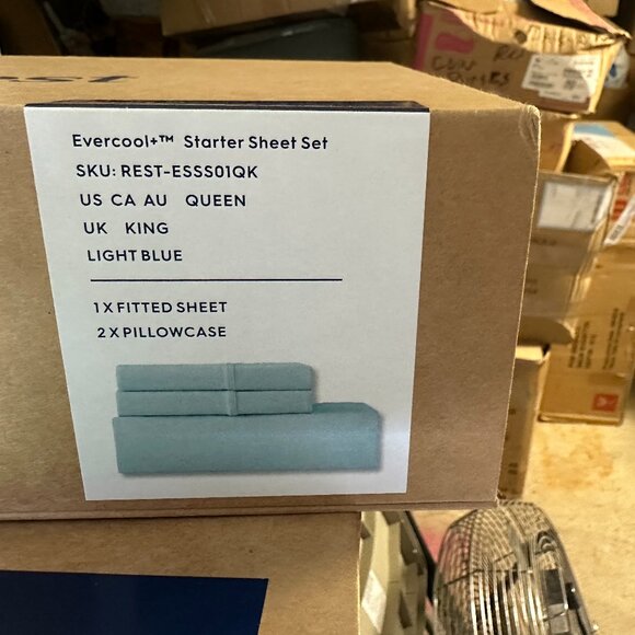 REST EVERCOOL STARTER SHEET SET QUEEN LIGHT BLUE - Picture 1 of 2